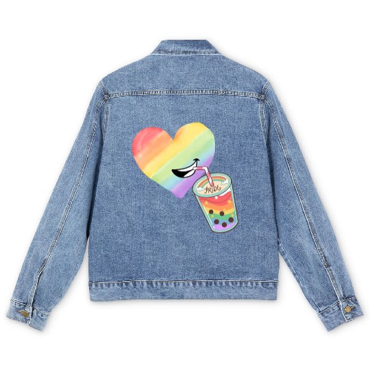 Rainbow heart Men's Denim Jackets