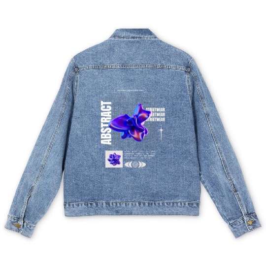 Black Blue Abstract Streetwear Men's Denim Jackets