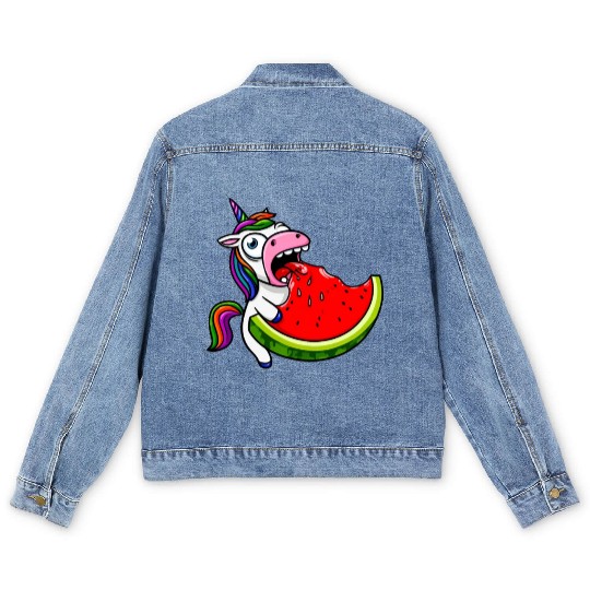 Unicorn Melon Sweet Comic Crazy Funny Quirky Men's Denim Jackets