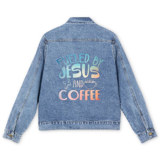 Cool Coffee Jesus Art Christian Coffee Lover Men's Denim Jackets
