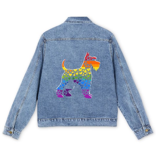 Miniature Schnauzer Rainbow LGBT Gay Pride Lesbian Men's Denim Jackets