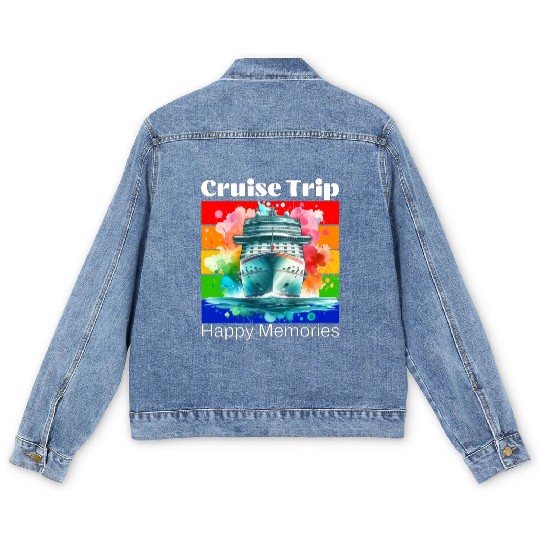 cruise trip happy memories Men's Denim Jackets