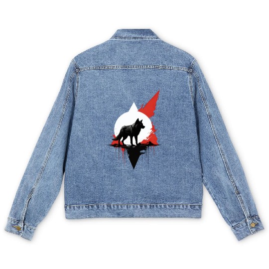 Tribal Wolf Totem Men's Denim Jackets
