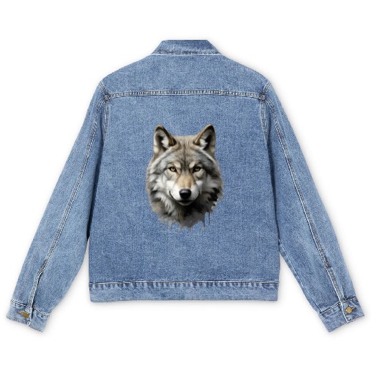 Wolf Gradient Ombre Men's Denim Jackets