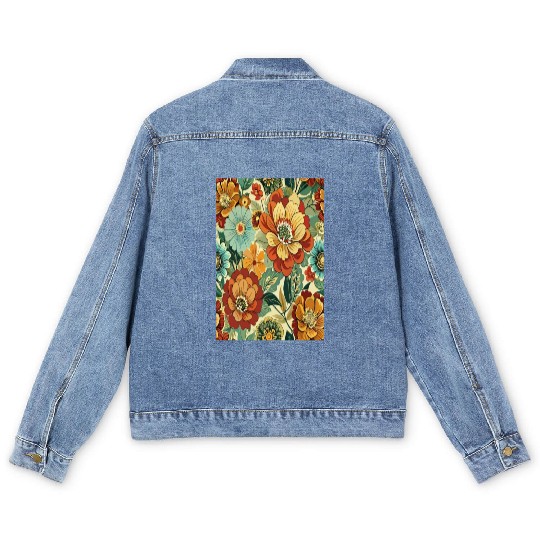 Timeless Blossoms: A Vintage Floral Tapestry Men's Denim Jackets