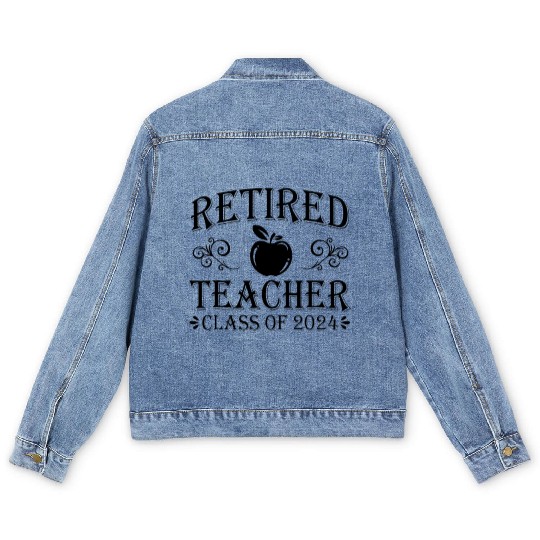Retired Teacher Class Of 2024 Retirement Men's Denim Jackets