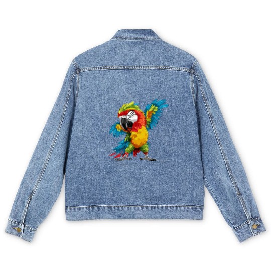 Macaw Parrot for a Bird Lover Animal Lover Men's Denim Jackets