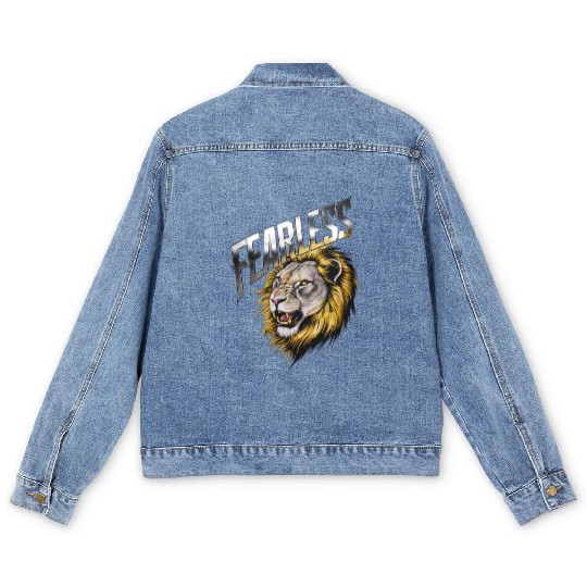 Fearless lion ,Lionhearted Embrace the Fearless Men's Denim Jackets