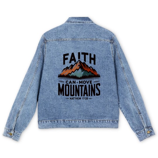 Faith Can Move Mountains Matthew 17:20 Retro Men's Denim Jackets