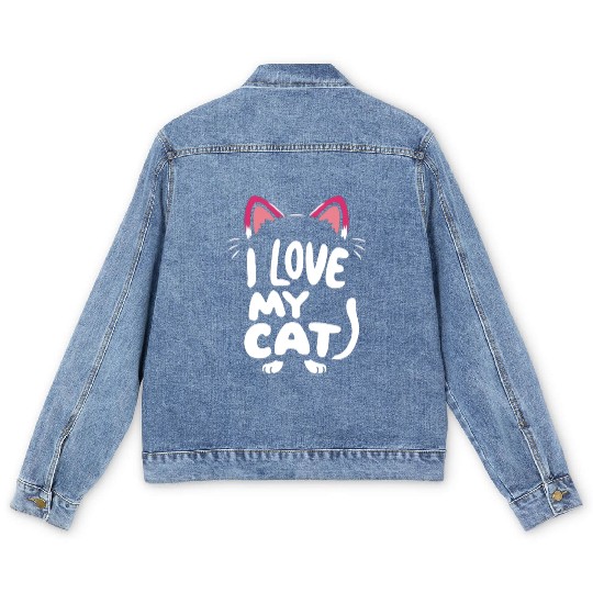 Cat typography Men's Denim Jackets