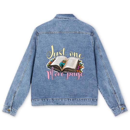 Reading Just One More Page Literature Avid Reader Men's Denim Jackets