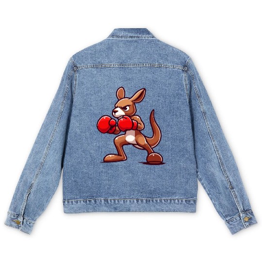 Ring Champ Kangaroo: Boxing Bound Men's Denim Jackets