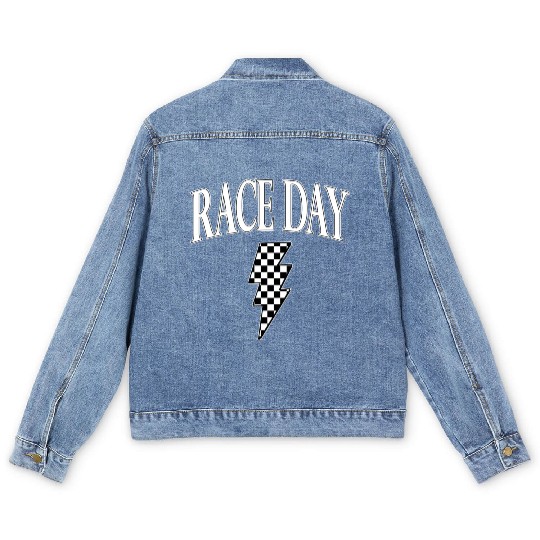 Race Day Checkered Men's Denim Jackets