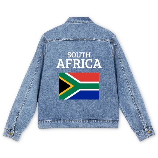 South Africa Bold Flag Colors Pride Statement Men's Denim Jackets