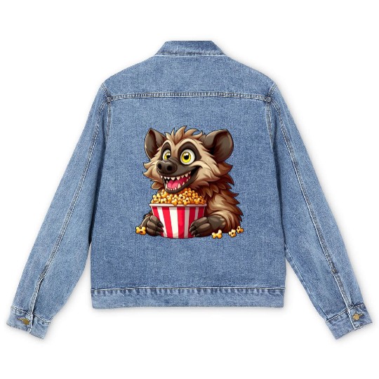 Hyena Predator Popcorn Cinema Night Men's Denim Jackets