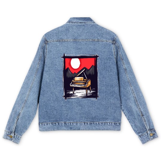 Japan Red Sun & Nature Piano Men's Denim Jackets