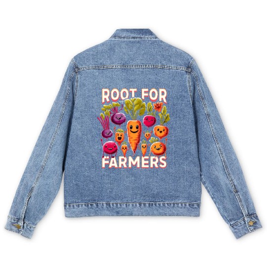 Farmers Market Farmer Agriculture Farming Food Men's Denim Jackets