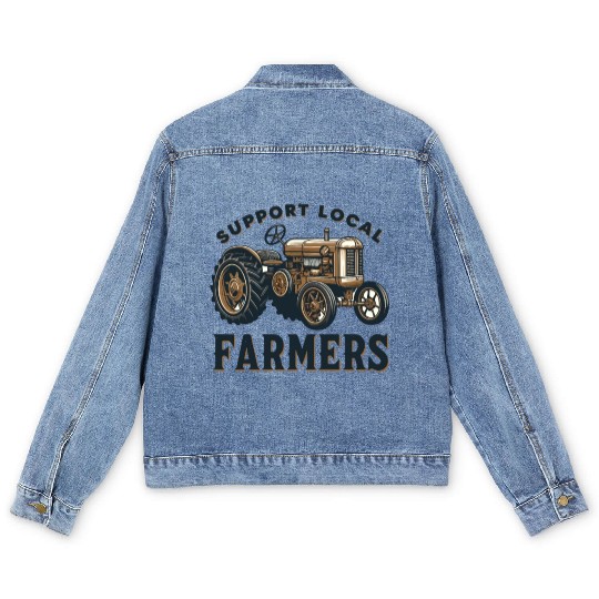 Farmers Market Farmer Agriculture Farming Food Men's Denim Jackets