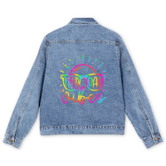 Field Day Vibes Teacher Kids Field Day 2024 Men's Denim Jackets