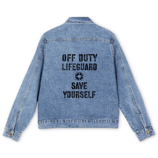 Save Yourself Lifeguard Swimming Pool Guard Off Men's Denim Jackets