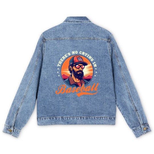 4th Of July Baseball Coach No Crying In Baseball Men's Denim Jackets