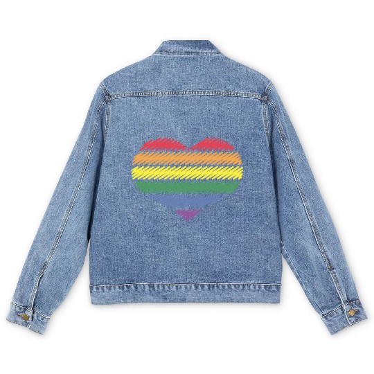 Rainbow Heart (Love / Scribble / 6s / PNG) Men's Denim Jackets