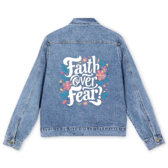 faith over fear Men's Denim Jackets