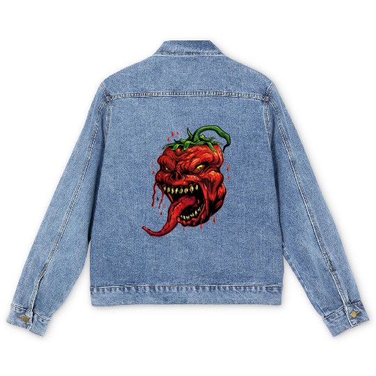BBQ Hot Chili Carolina Reaper Hot Sauce Gift idea Men's Denim Jackets