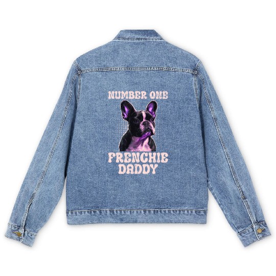 French Bulldog Number One Frenchie Daddy Men's Denim Jackets