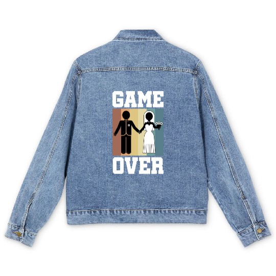 Game Over Bachelor Party Men's Denim Jackets