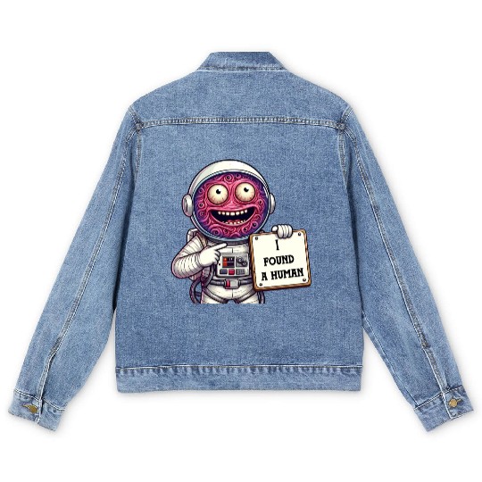 I found Human , Alien sticker Men's Denim Jackets