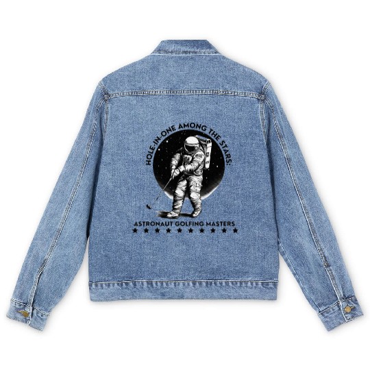 Golf Astronaut Hole In One Among The Stars Men's Denim Jackets