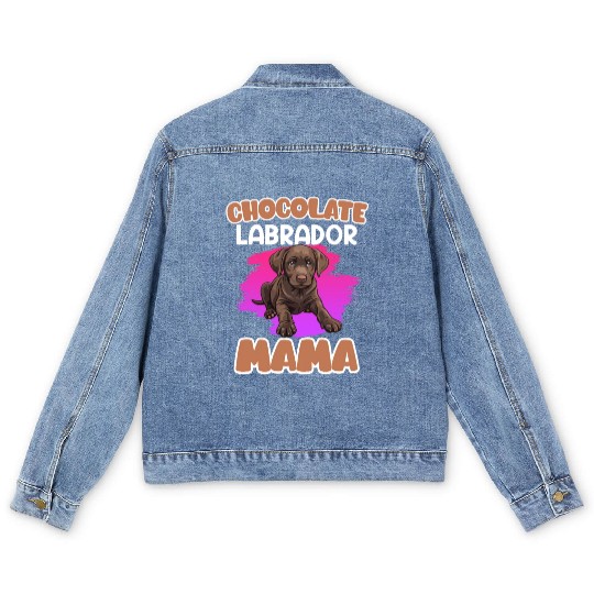 Labrador Retriever CHOCOLATE LAB MOM Labrador Men's Denim Jackets