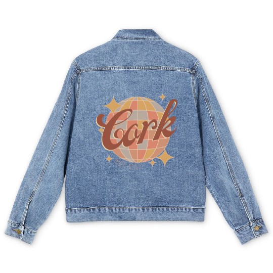 Cork City Ireland Retro Vintage Disco ball design Men's Denim Jackets
