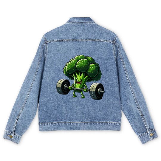 Deadlift Broccoli Gym Fitness Motivation Men's Denim Jackets