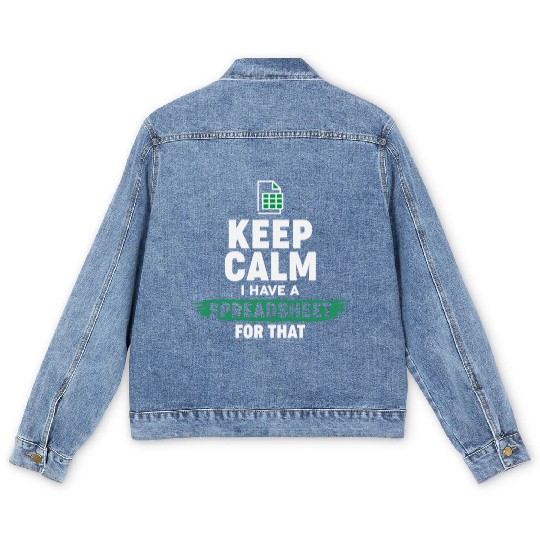 Accountant Funny Excel Spreadsheets Keep Calm Men's Denim Jackets
