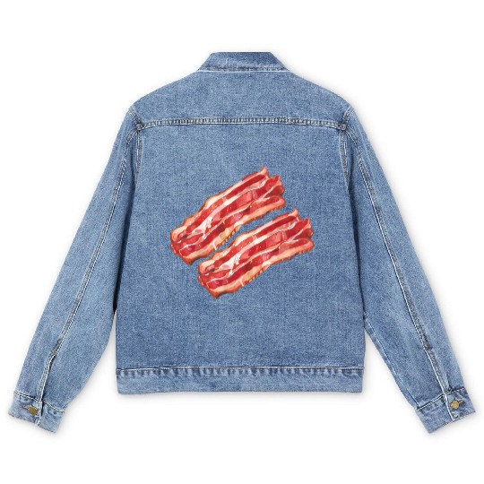 Illustrated Bacon Strips Men's Denim Jackets