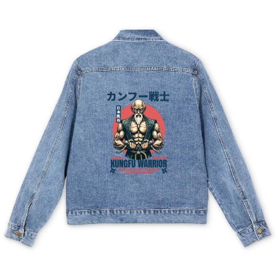 kungfu warrior master Men's Denim Jackets