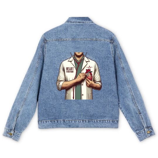 Cardiac Nurse Heart Whisperer Design Men's Denim Jackets