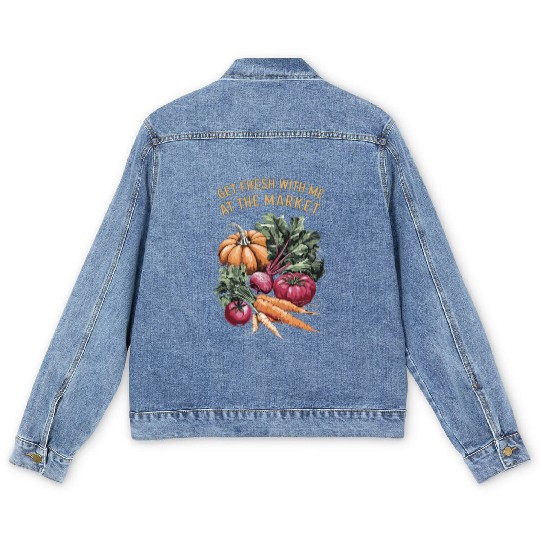 Farmers Market Farmer Agriculture Farming Food Men's Denim Jackets