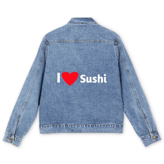 I love sushi Men's Denim Jackets