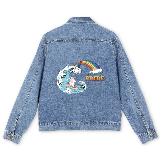 Cat Surfing with Trans LGBT Colors in the Men's Denim Jackets