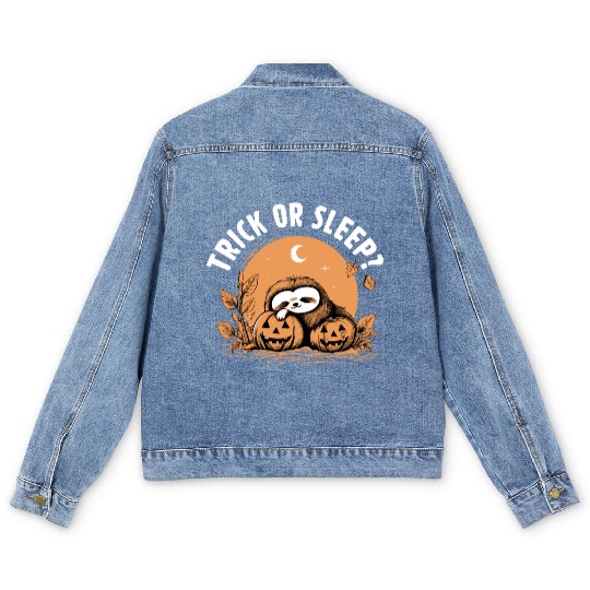 Trick Or Sleep Sloth Halloween Men's Denim Jackets