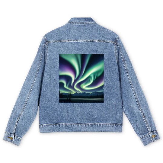 ultra realistic northern lights Men's Denim Jackets