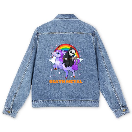 Goth Rock Satan Unicorn Festivals Death Metal Men's Denim Jackets