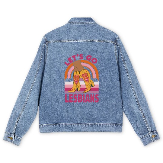 Let's Go Lesbians LGBTQ Pride Month Cowgirl Men's Denim Jackets