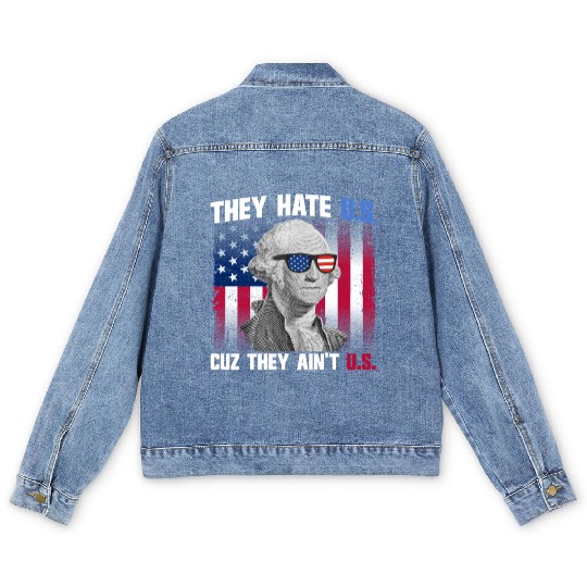 They Hate US Cuz They Ain't US George Washington Men's Denim Jackets