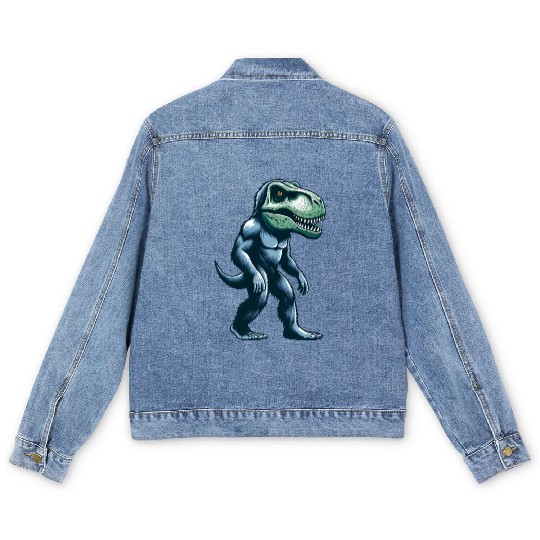 T-Rex Bigfoot Sasquatch Gorilla Fusion Creature Men's Denim Jackets