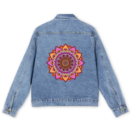 Lesbian Pride Mandala Zunaria Pattern Men's Denim Jackets