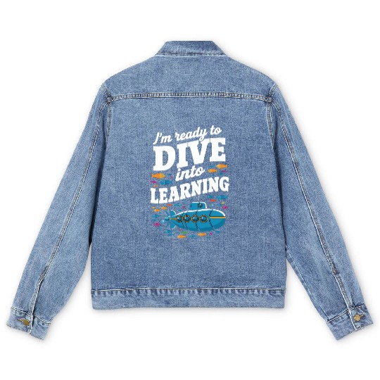 School Submarine Ready To Dive Into Learning Men's Denim Jackets